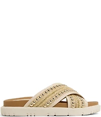 Roxy Capri Studded Raffia Cross Band Slide Sandals