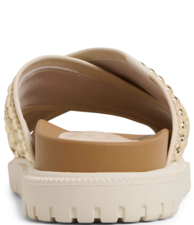 Roxy Capri Studded Raffia Cross Band Slide Sandals