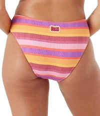 Roxy Coastal Current Rainbow Summer Stripes Low Waist Hipster Swim Bottom