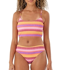 Roxy Coastal Current Rainbow Summer Stripes Low Waist Hipster Swim Bottom