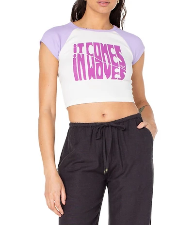 Roxy Comes In Waves Graphic Crop Baby T-Shirt