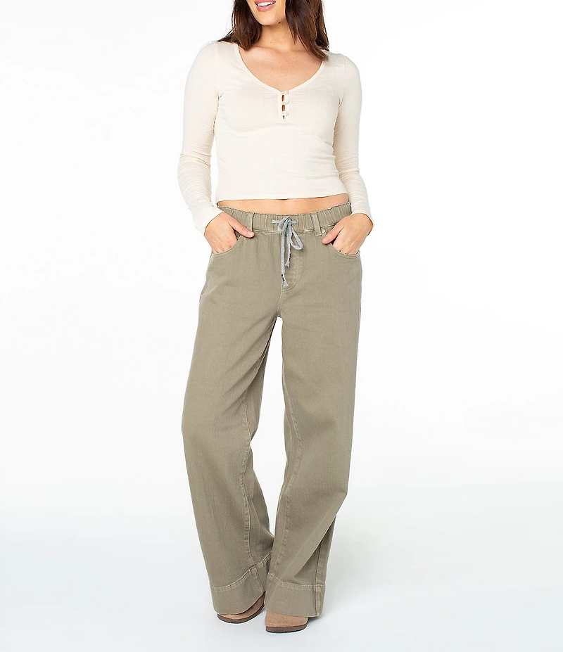 Roxy Cuddle Up Long Sleeve Button-Front Cropped T-Shirt