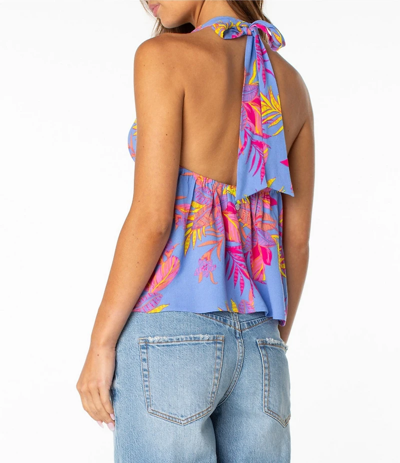 Roxy Fair Weather Floral Print Halter Tank Top