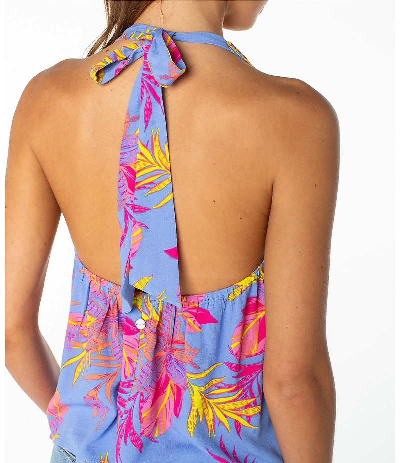 Roxy Fair Weather Floral Print Halter Tank Top