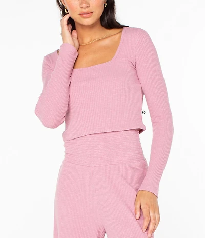 Roxy Feelin Cozy Long Sleeve Ribbed Knit Cropped Top