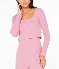Roxy Feelin Cozy Long Sleeve Ribbed Knit Cropped Top