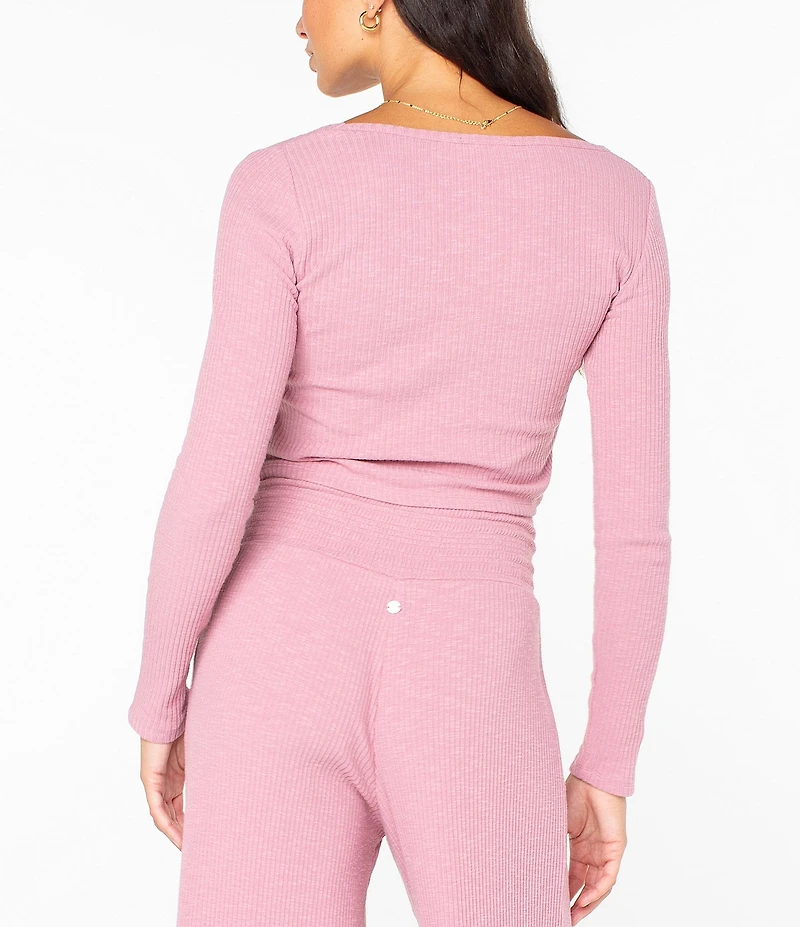 Roxy Feelin Cozy Long Sleeve Ribbed Knit Cropped Top