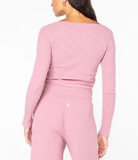 Roxy Feelin Cozy Long Sleeve Ribbed Knit Cropped Top