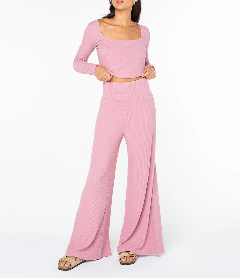 Roxy Feelin Cozy Long Sleeve Ribbed Knit Cropped Top