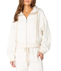 Roxy Fringing Long Sleeve Reefs Zip Up Stripe Hoodie