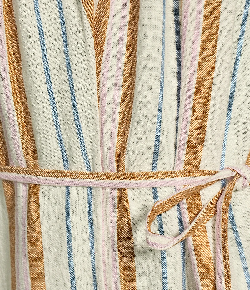 Roxy Gale Striped Waist Tie Wide Leg Linen Blend Jumpsuit