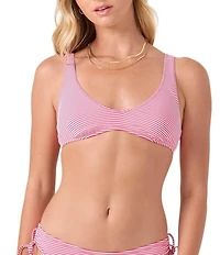 Roxy Good Vibes Seersucker Scoop Neck Bralette Swim Top
