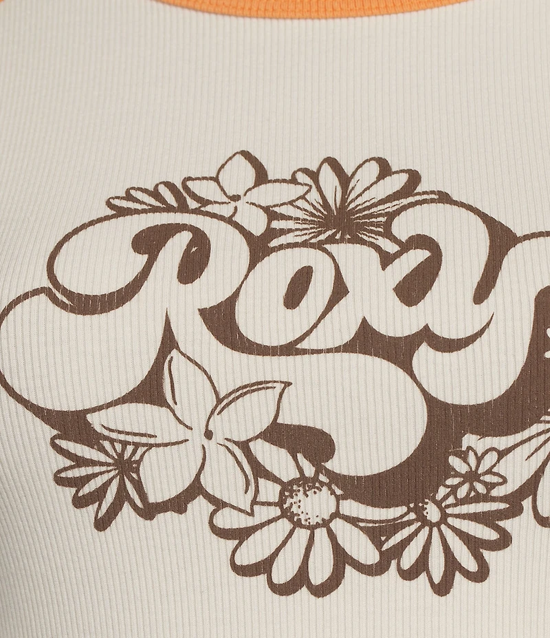 Roxy Groove Raglan Short Sleeve Color Block Cropped Graphic T-Shirt