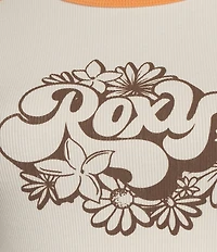 Roxy Groove Raglan Short Sleeve Color Block Cropped Graphic T-Shirt