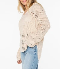 Roxy Hippie Love Long Sleeve Detailed Knit Hoodie Top