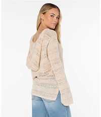 Roxy Hippie Love Long Sleeve Detailed Knit Hoodie Top