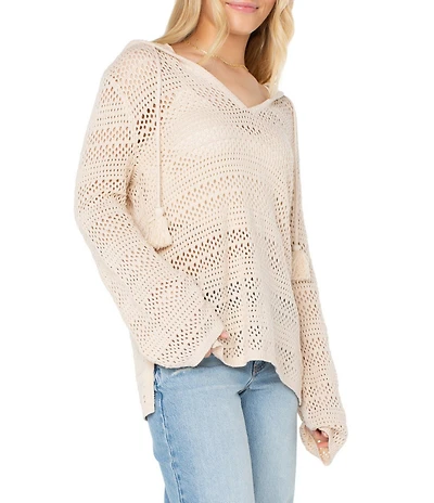 Roxy Hippie Love Long Sleeve Detailed Knit Hoodie Top