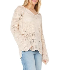 Roxy Hippie Love Long Sleeve Detailed Knit Hoodie Top