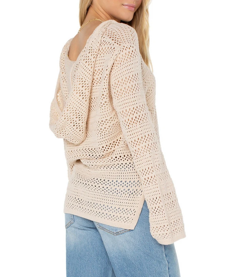 Roxy Hippie Love Long Sleeve Detailed Knit Hoodie Top