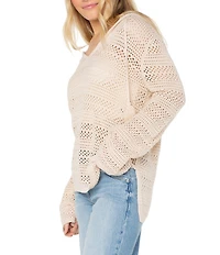 Roxy Hippie Love Long Sleeve Detailed Knit Hoodie Top