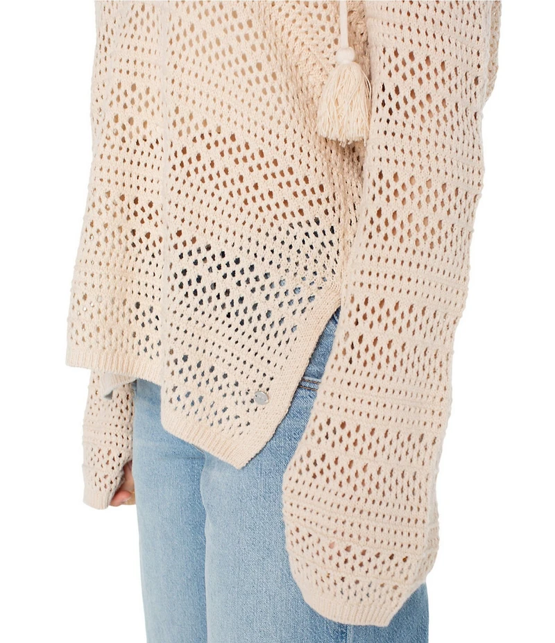 Roxy Hippie Love Long Sleeve Detailed Knit Hoodie Top