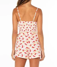 Roxy Island Sun Sleeveless Cherry Print Linen Blend Tank Top