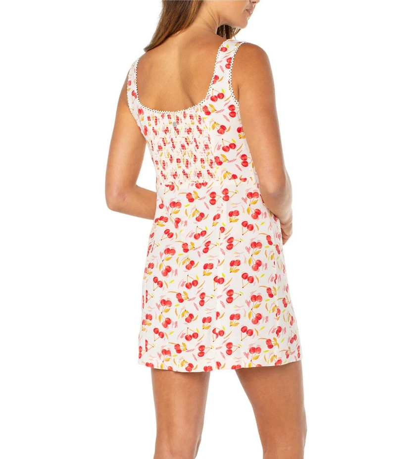 Roxy Kayla Sleeveless Cherry Printed Linen Blend Mini Dress