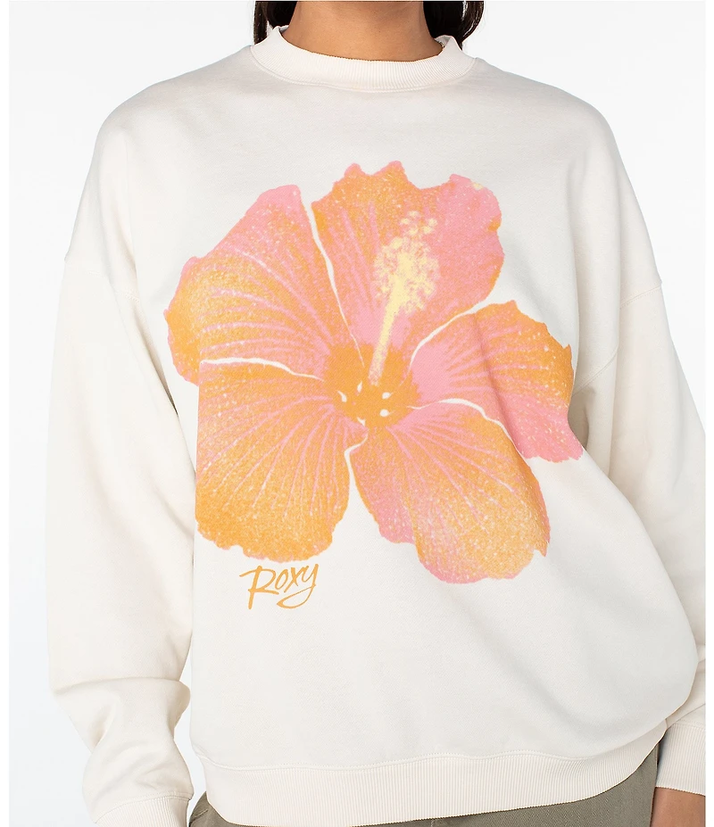 Roxy Lineup Oversized Flower Graphic Sweatshirt