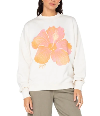 Roxy Lineup Oversized Flower Graphic Sweatshirt