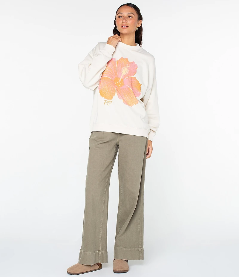 Roxy Lineup Oversized Flower Graphic Sweatshirt