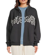 Roxy Lineup Relaxed Fit Long Sleeve Oversized Zip-Up Hooded Jacket