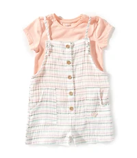 Roxy Little Girls Short Sleeve T-Shirt & Shortall Set