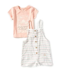 Roxy Little Girls Short Sleeve T-Shirt & Shortall Set