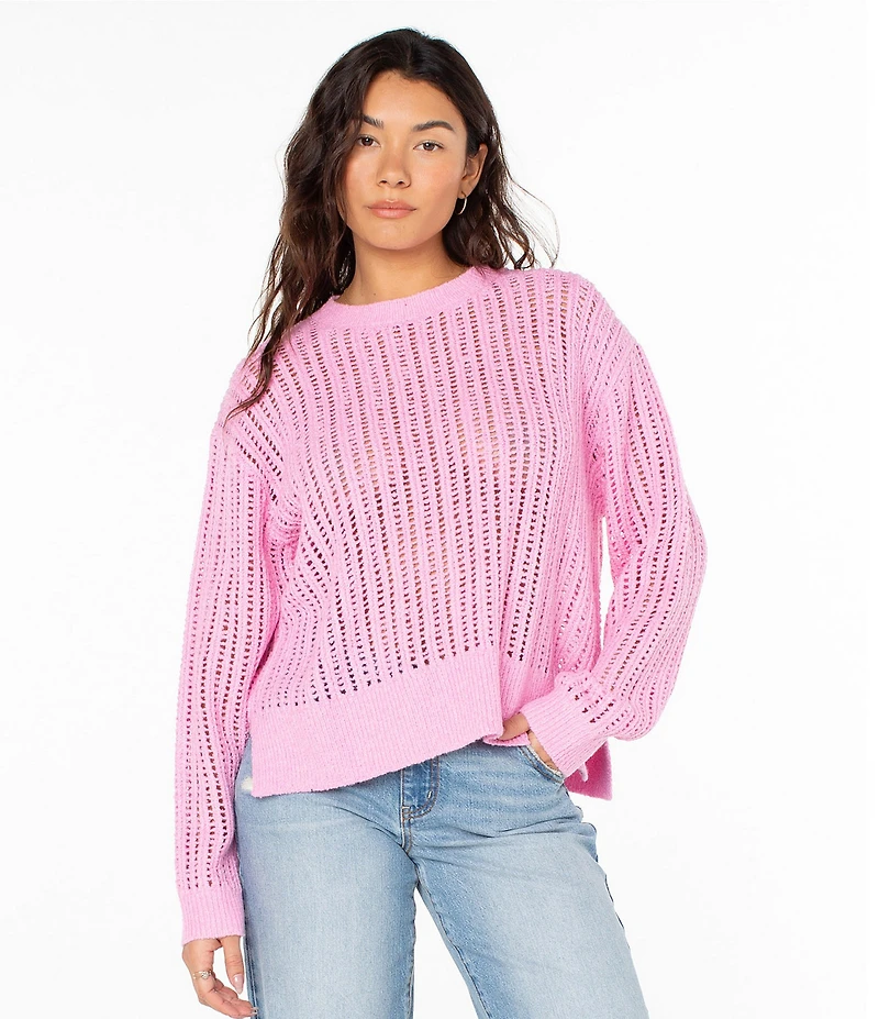 Roxy Long Sleeve Flipside Textured Boucle Knit Sweater