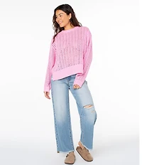 Roxy Long Sleeve Flipside Textured Boucle Knit Sweater