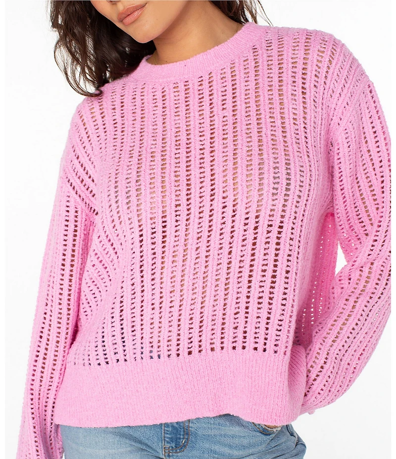 Roxy Long Sleeve Flipside Textured Boucle Knit Sweater