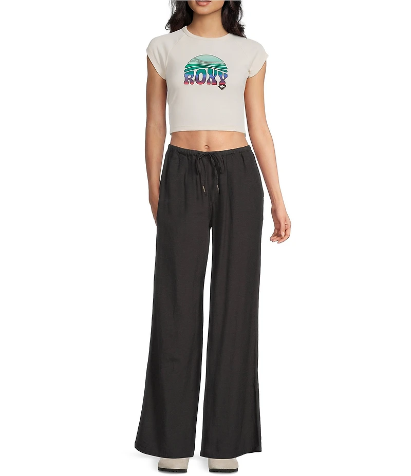 Roxy Lyla Low Rise Drawstring Pull-On Wide Leg Pants