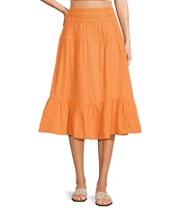 Roxy Malia Coordinating Solid Ruffle Tiered Midi Skirt