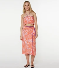 Roxy Marcella Halter-Neck Tropical Floral Print Cropped Tank Top
