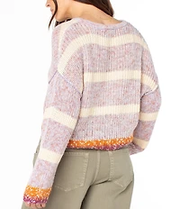 Roxy Marine Magic Striped Long Sleeve Cropped Sweater