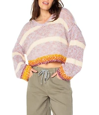 Roxy Marine Magic Striped Long Sleeve Cropped Sweater