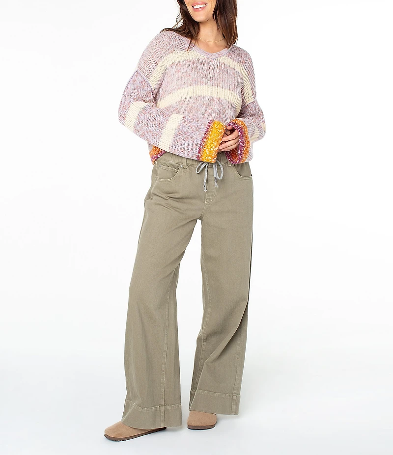 Roxy Marine Magic Striped Long Sleeve Cropped Sweater