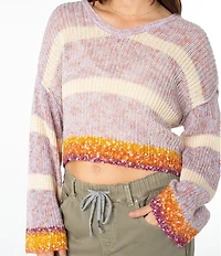 Roxy Marine Magic Striped Long Sleeve Cropped Sweater