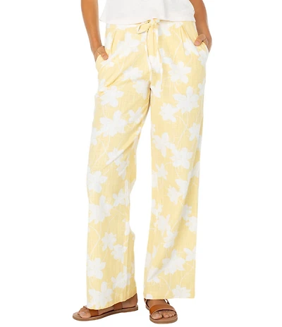 Roxy Mavericks Tropical Floral Printed Linen Blend Pants