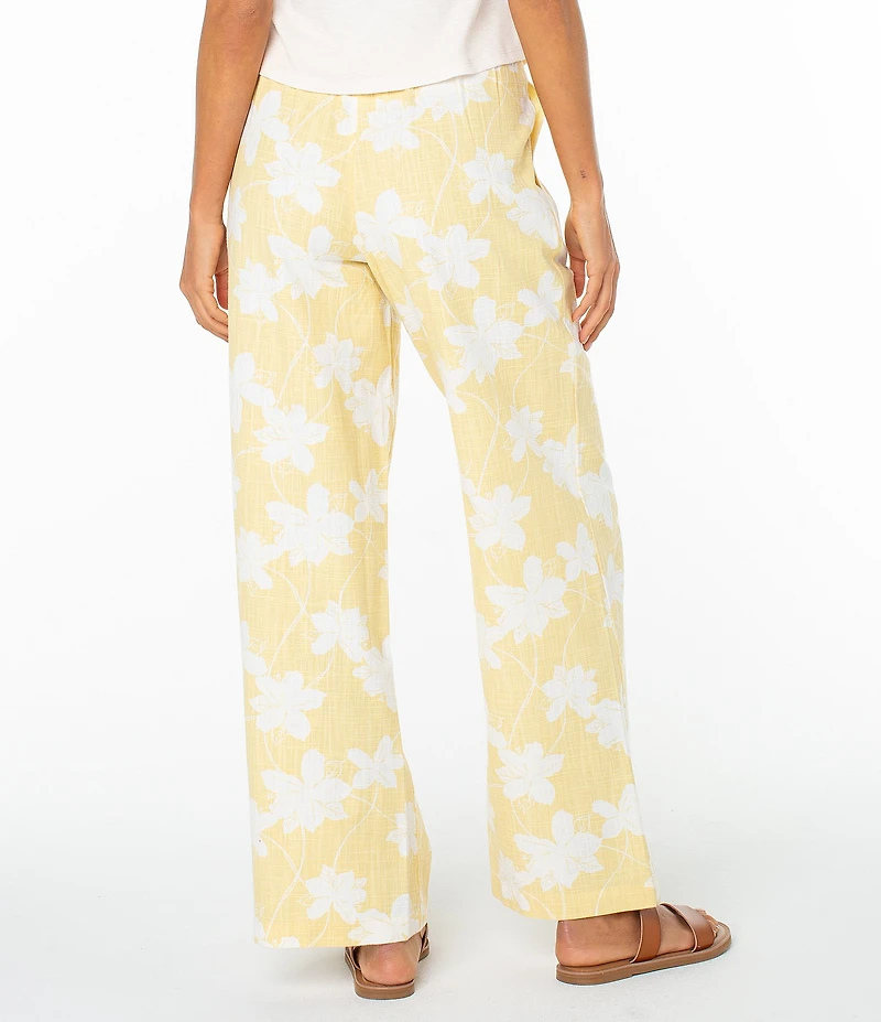 Roxy Mavericks Tropical Floral Printed Linen Blend Pants