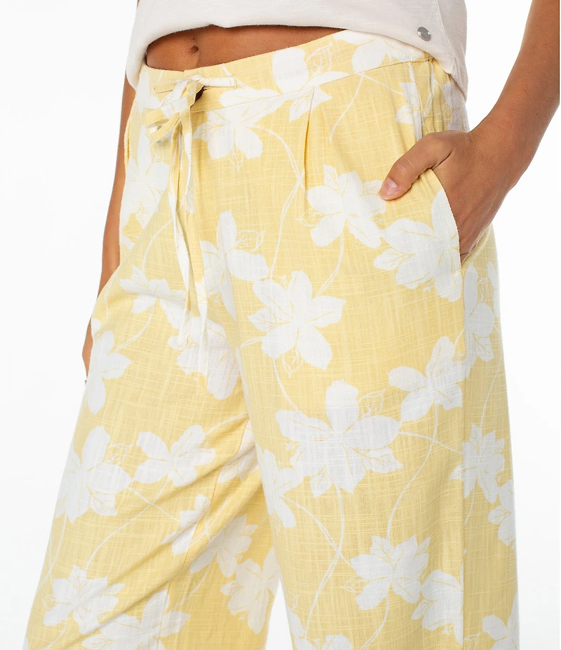 Roxy Mavericks Tropical Floral Printed Linen Blend Pants