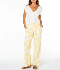 Roxy Mavericks Tropical Floral Printed Linen Blend Pants