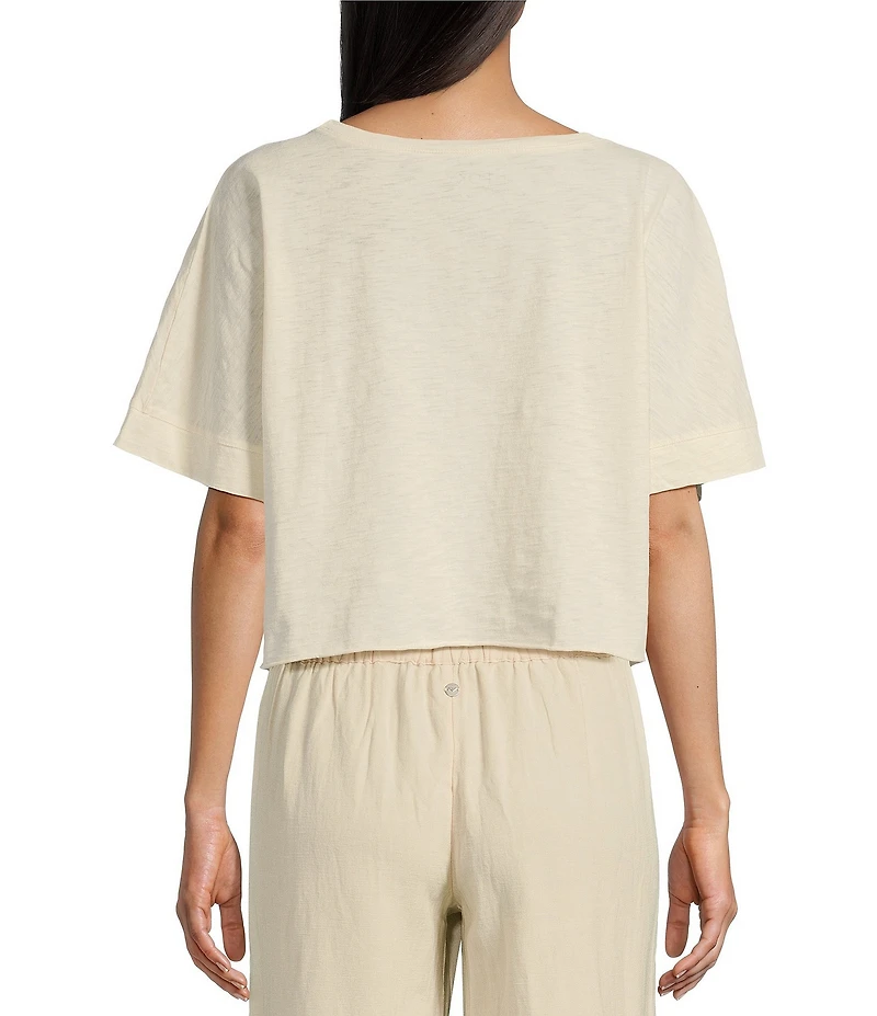 Roxy Palm Stripe Short Sleeve Cropped Graphic T-Shirt