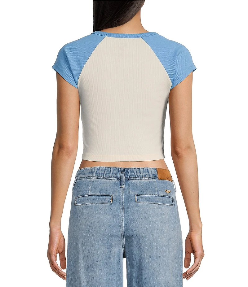 Roxy Paraiso Raglan Sleeve Color Block Crop Graphic Baby T-Shirt