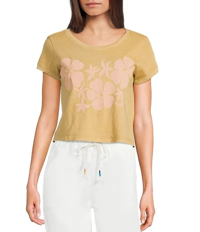 Roxy Plumeria/Hibiscus Printed Short Sleeve T-Shirt